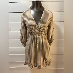 BILLABONG Striped Wrap Dress – Beige & Black | Size S